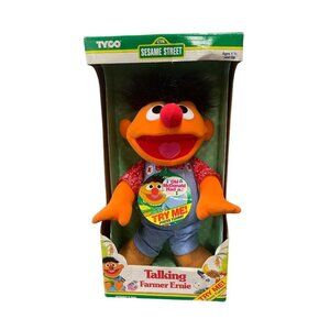 Tyco Sesame Street Talking Farmer Ernie Doll - Press Tummy To Hear "Old MacDonal